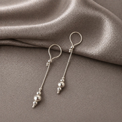 Sterling Silver Nipple Jewelry with Silver Beads