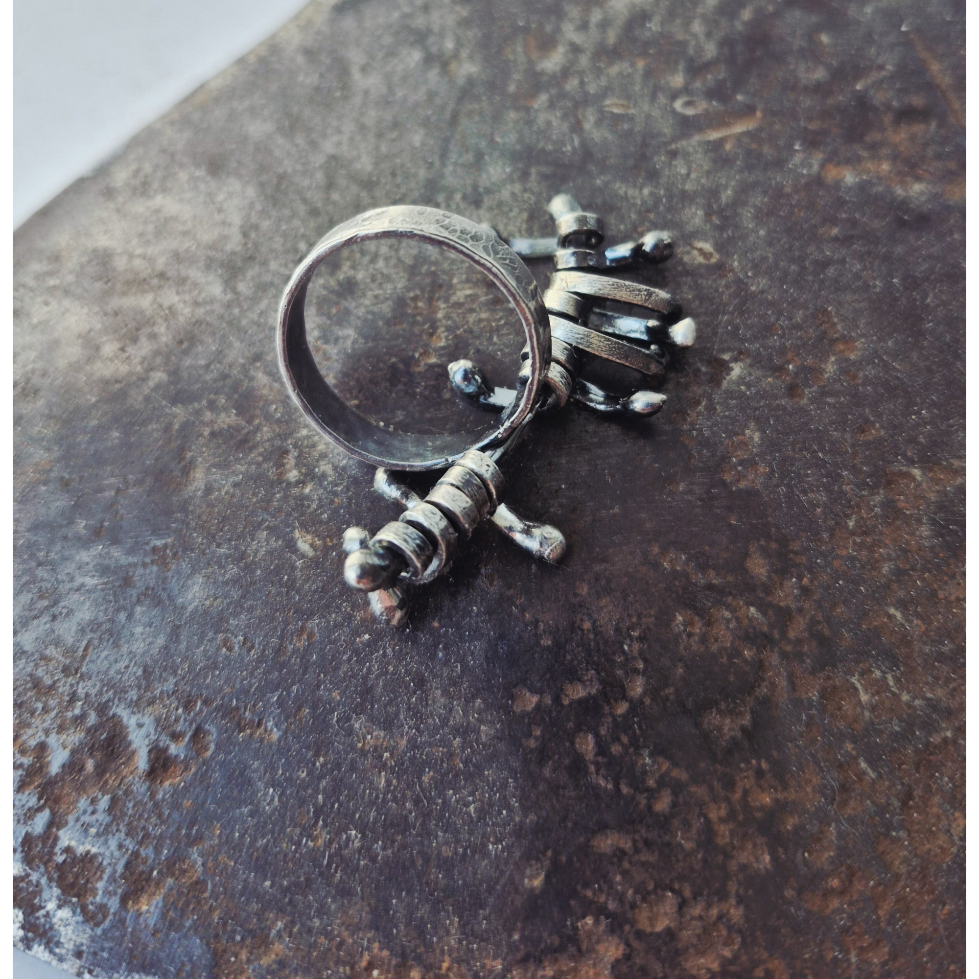 Handmade Articulated Sterling Silver R4ing with Moving Parts | SilverBuds — Image 7 of 10