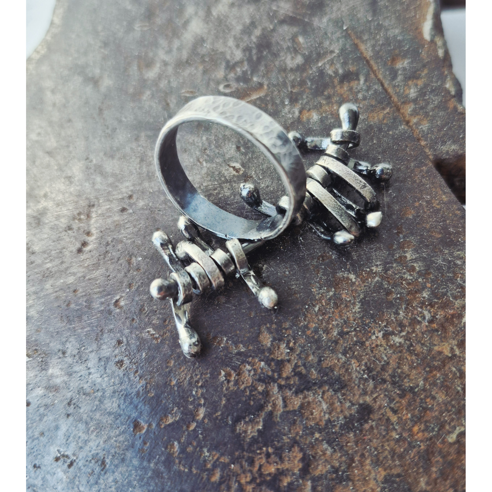 Handmade Articulated Sterling Silver R4ing with Moving Parts | SilverBuds — Image 6 of 10