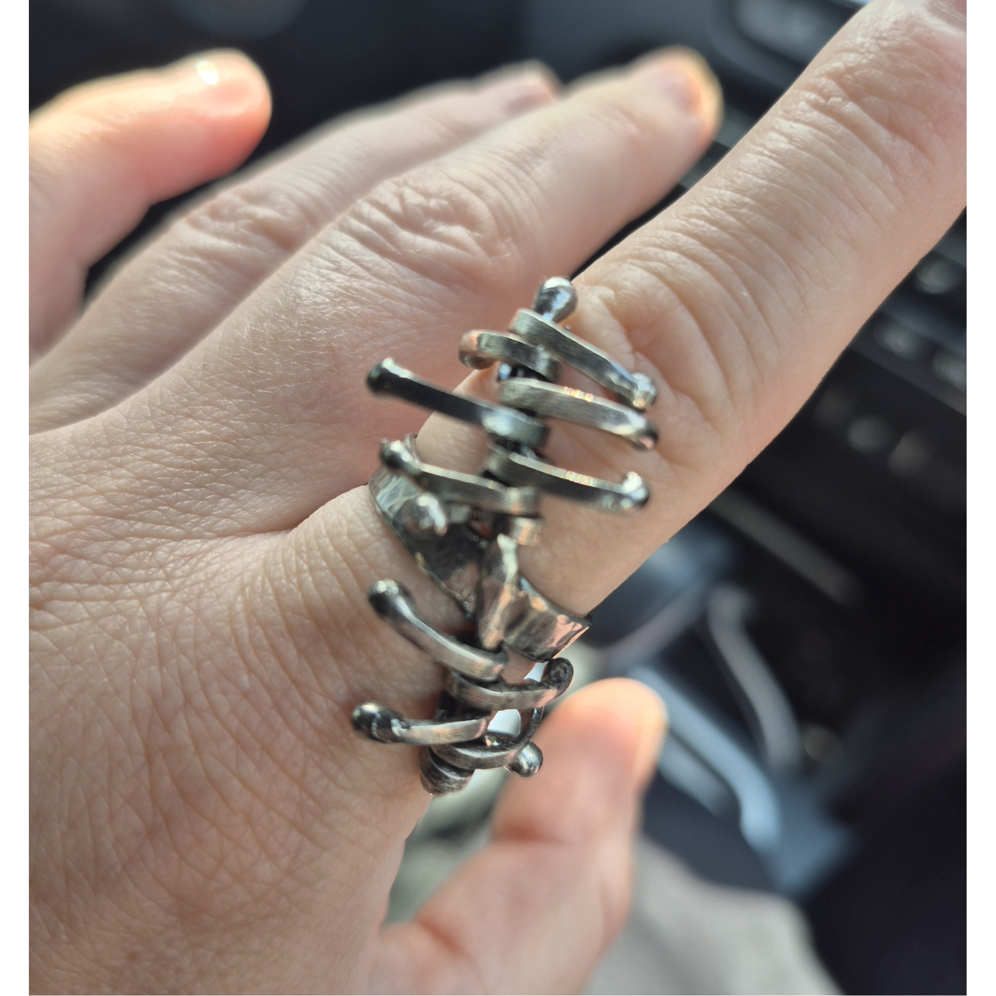 Handmade Articulated Sterling Silver R4ing with Moving Parts | SilverBuds — Image 9 of 10