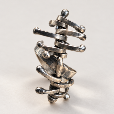 "Orbits Silver Ring , Handmade Fidget Ring with Moving Parts