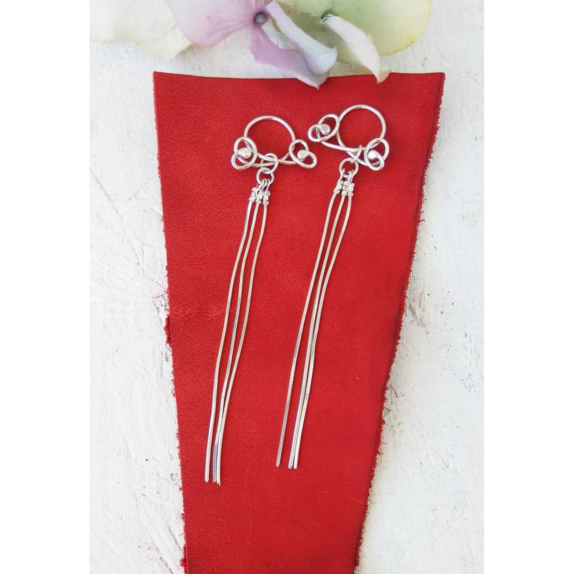 Solid Silver Nipple rings with long chains - Non Piercing Nipple Ring — Image 8 of 9