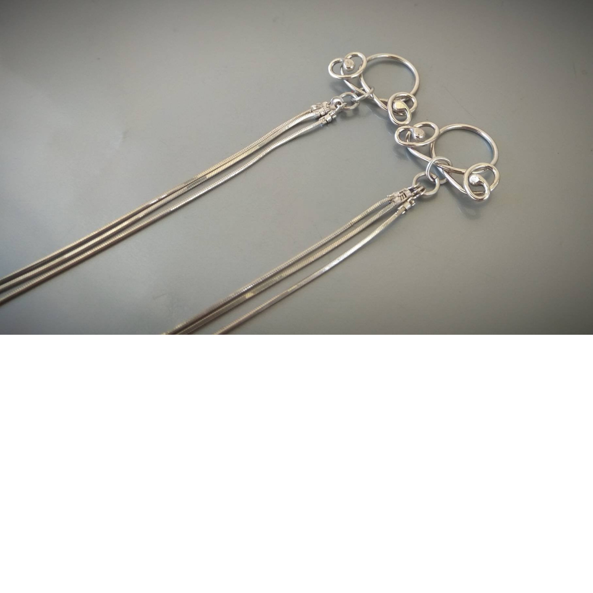 Solid Silver Nipple rings with long chains - Non Piercing Nipple Ring — Image 4 of 9