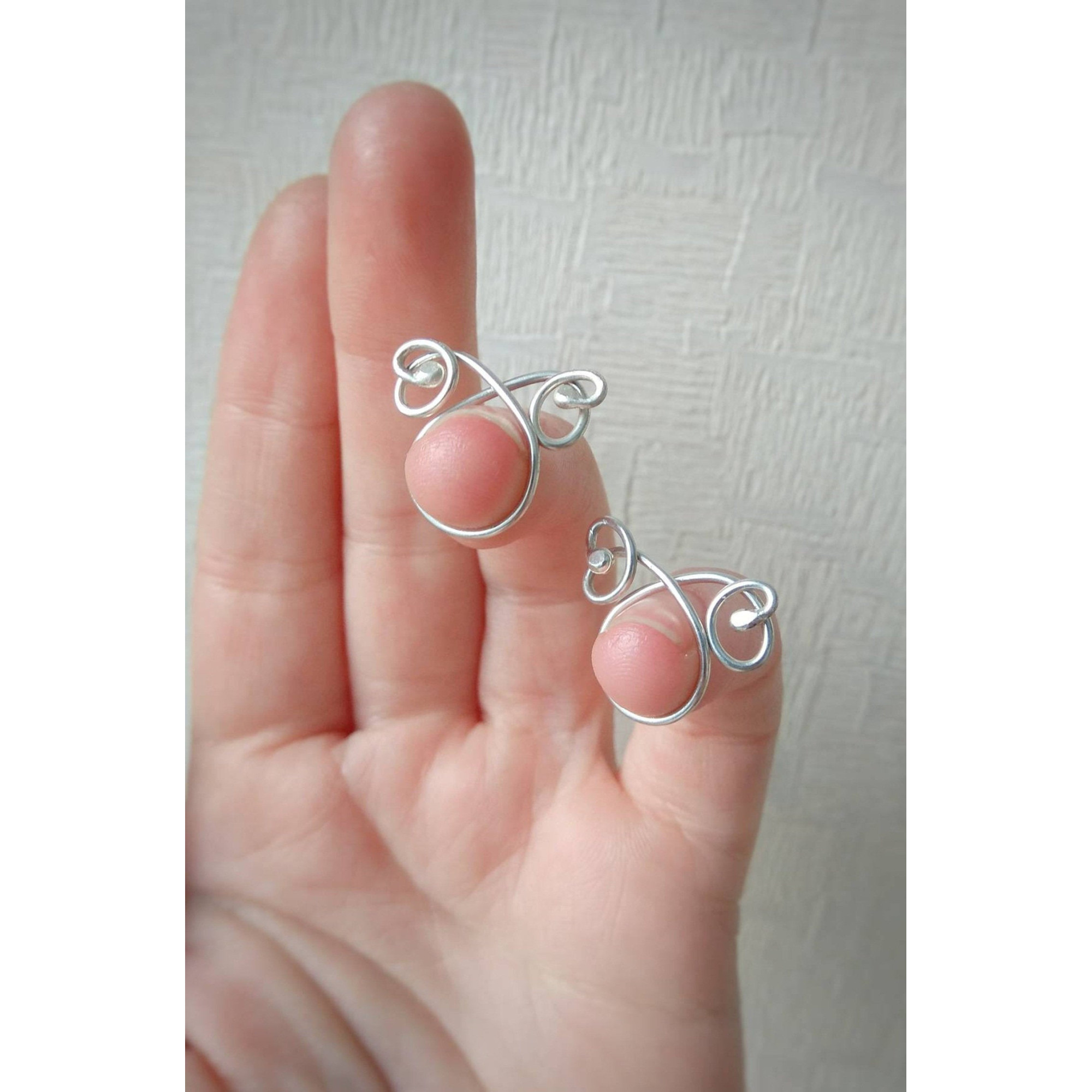 Handmade silver non-piercing nipple rings with elegant loop and swirl design. Adjustable fit, comfortable wear, sold as a matching pair — Image 6 of 6