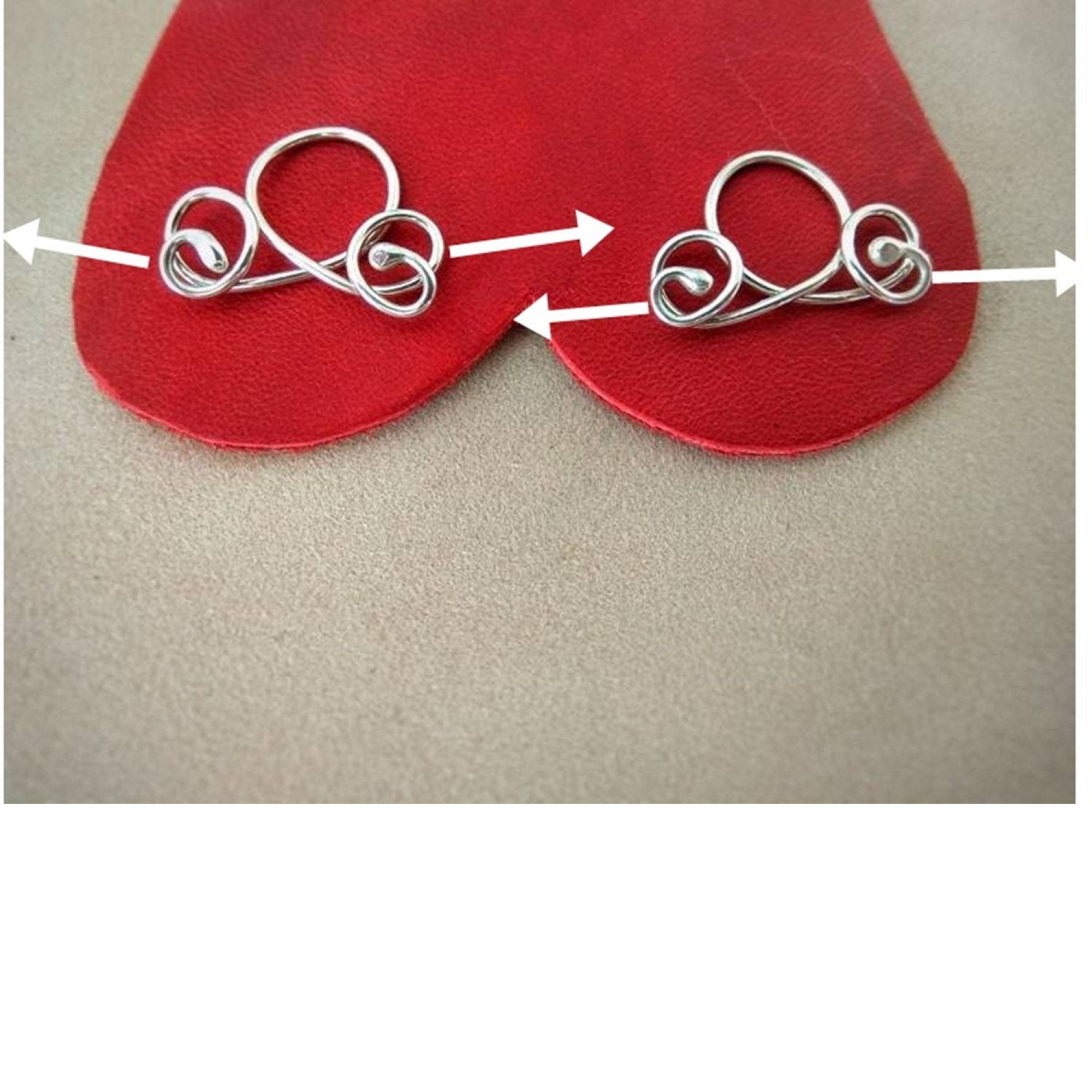 Handmade silver non-piercing nipple rings with elegant loop and swirl design. Adjustable fit, comfortable wear, sold as a matching pair — Image 4 of 6