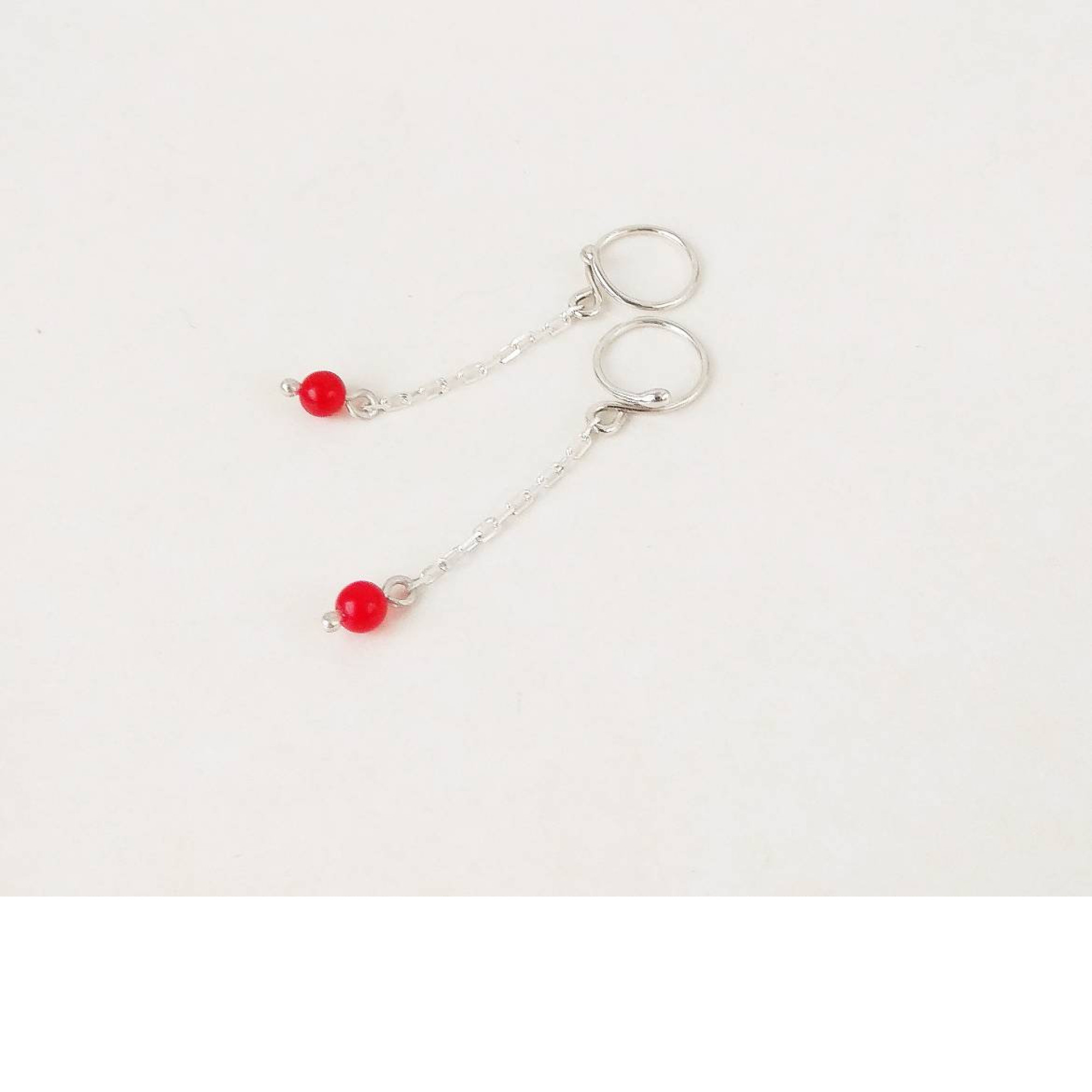 Nipple jewelry Non Piercing Nipple Rings With red quartz beads - Solid sterling Silver - Fake Piercing - gift for wife — Image 8 of 11