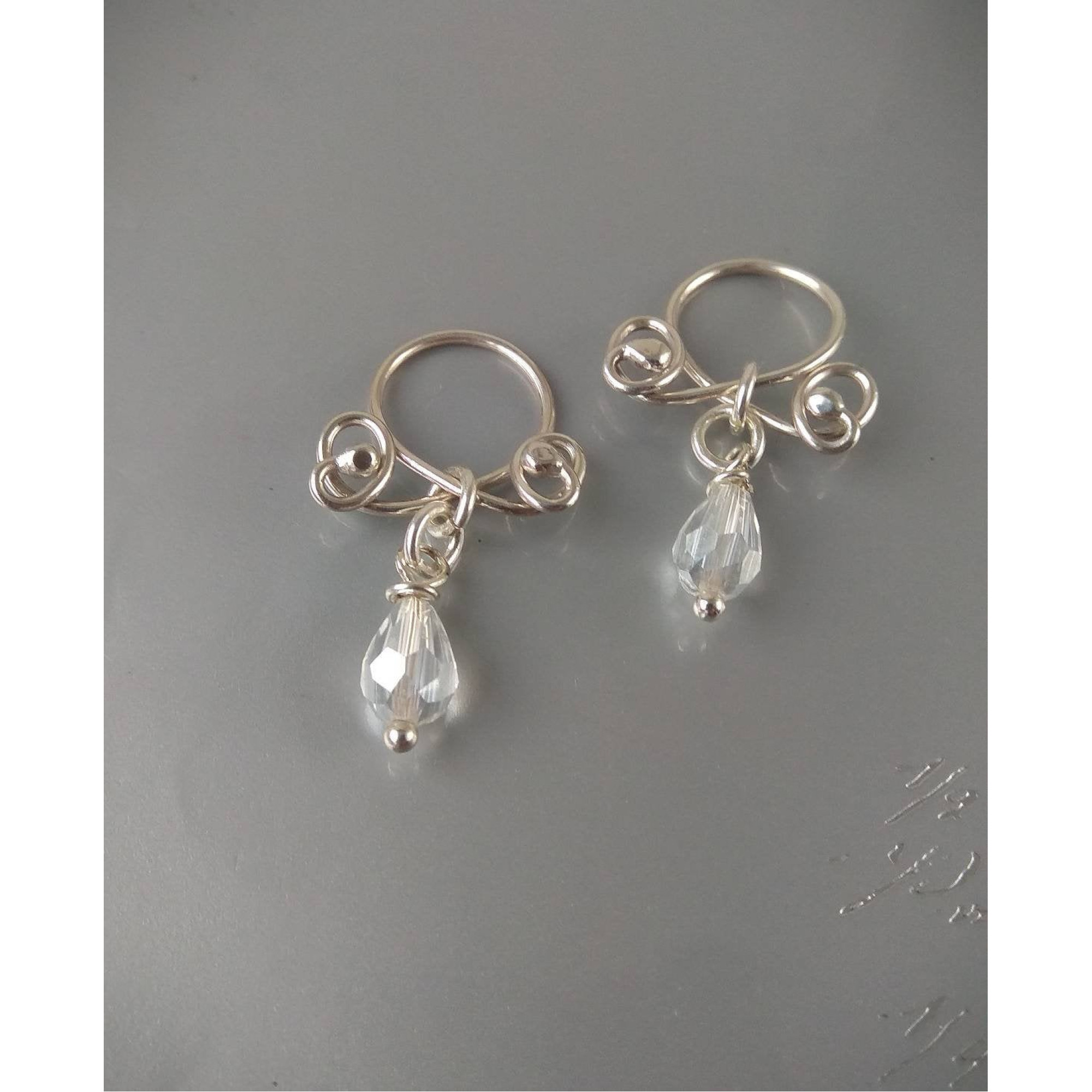 Sterling silver Nipple rings with crystal - Fake nipple piercing — Image 1 of 8