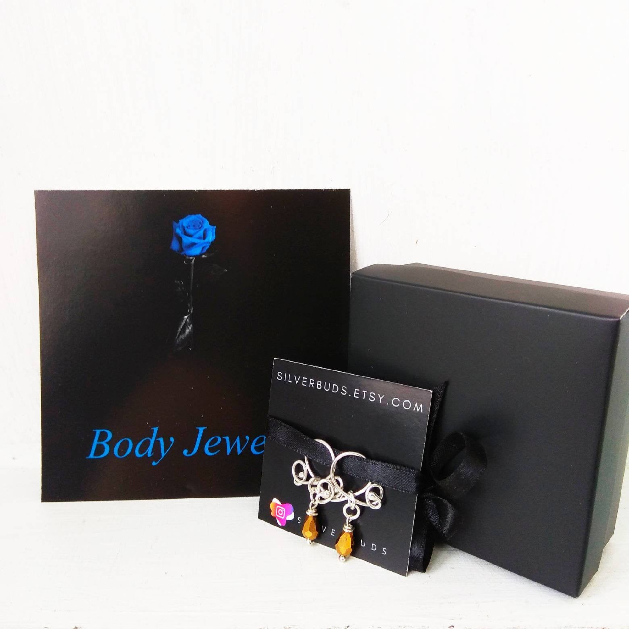 Sterling silver Nipple rings with crystal - Fake nipple piercing — Image 8 of 8