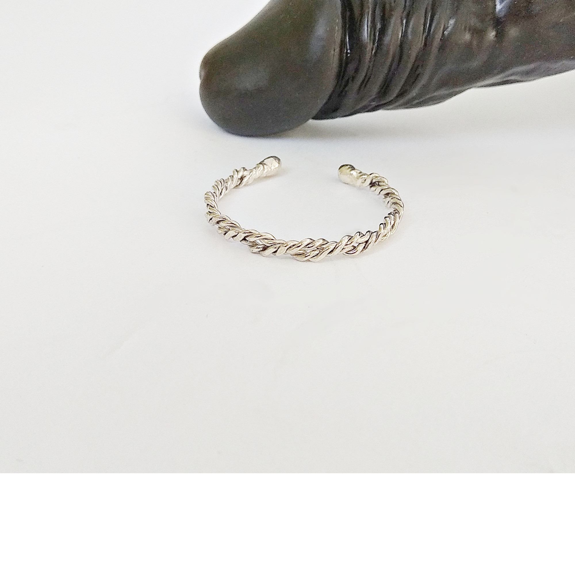 Twisted Sterling Silver Penis Ring – Adjustable Handmade Men’s Intimate Jewelry — Image 6 of 9