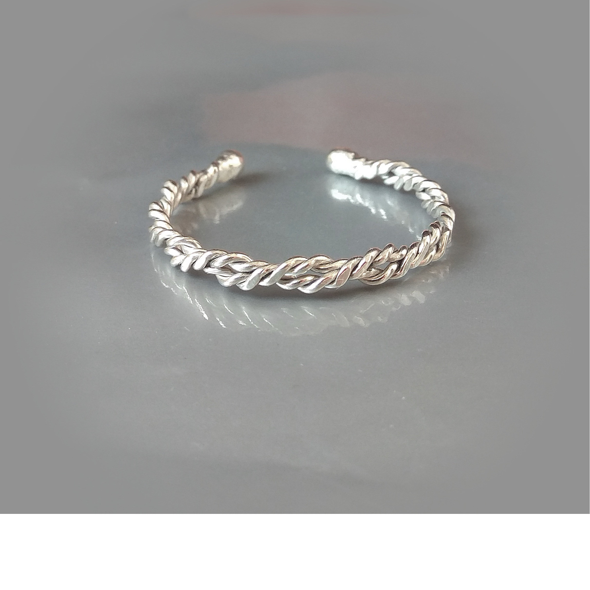 Twisted Sterling Silver Penis Ring – Adjustable Handmade Men’s Intimate Jewelry — Image 1 of 9