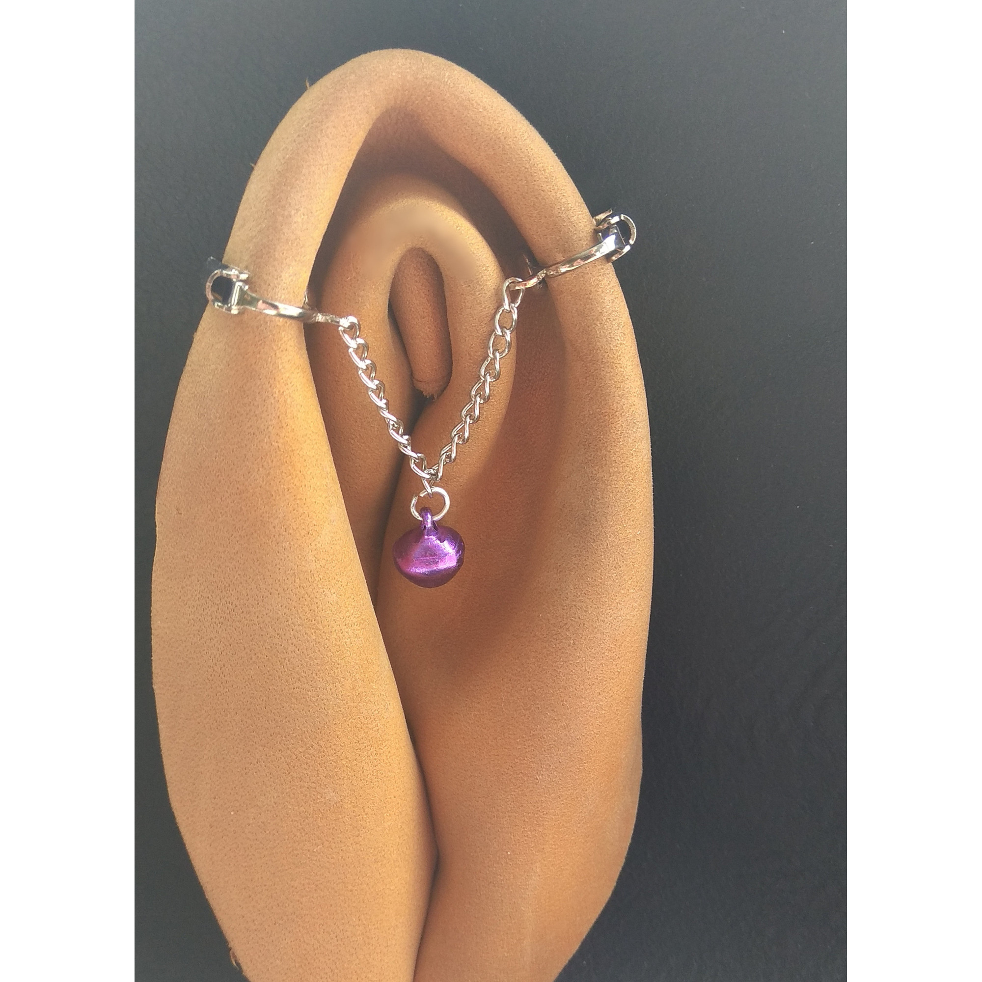 Purple bell Clitoral Jewellery\Faux piercing with chain and purple bell \ Non Piercing Clit Clip Adult fun sex toys — Image 1 of 3