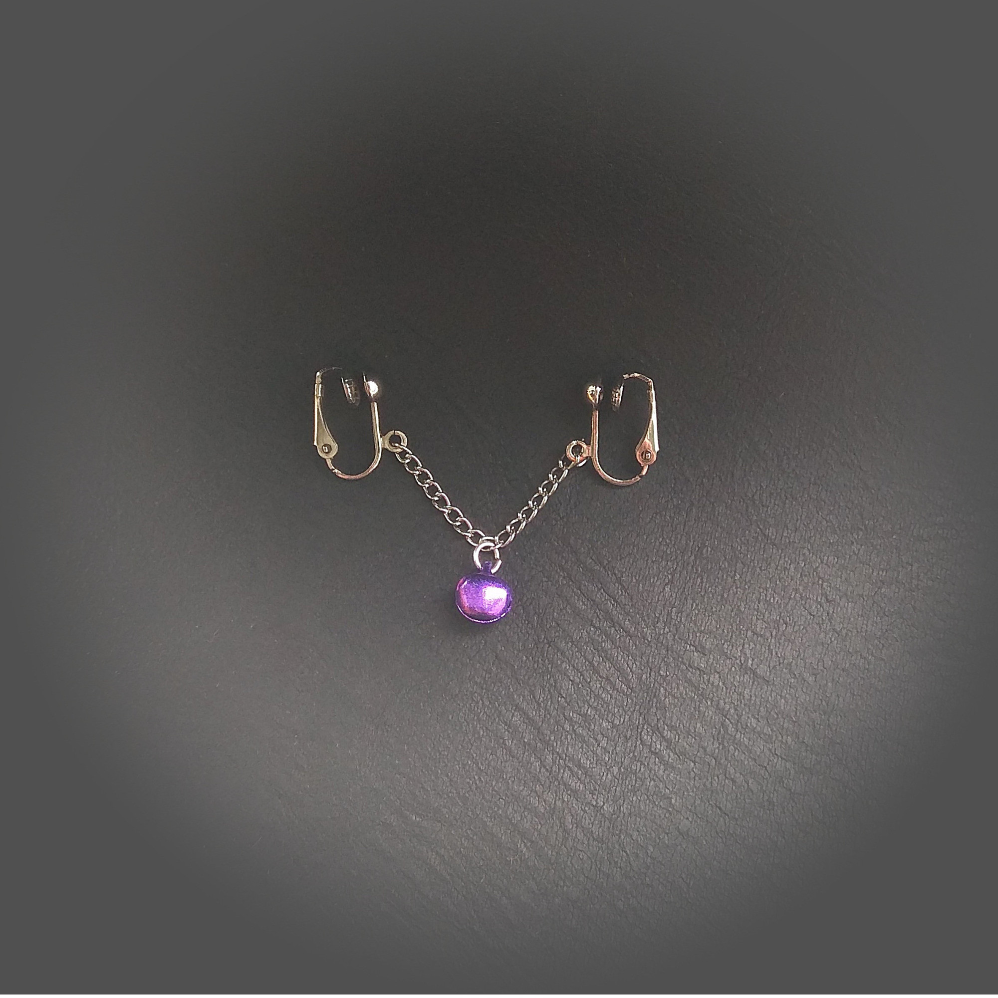 Purple bell Clitoral Jewellery\Faux piercing with chain and purple bell \ Non Piercing Clit Clip Adult fun sex toys — Image 2 of 3