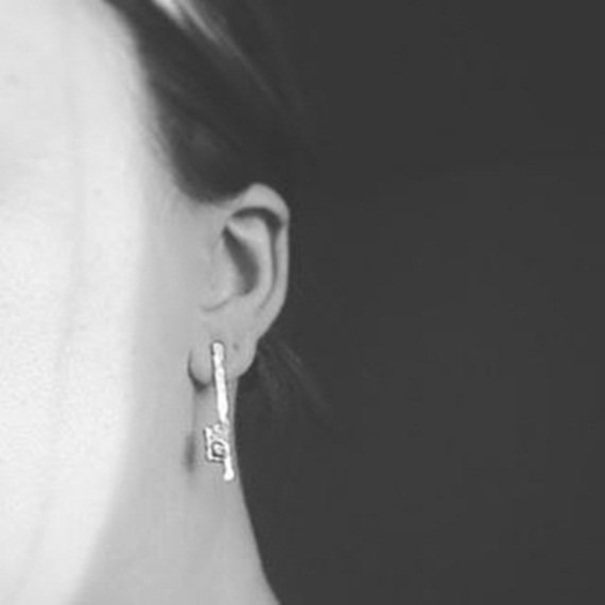 Handmade Silver Asymmetric earrings mismatched earrings oxidized silver Earrings Silver Post earrings unique earrings distressed earrings — Image 2 of 4