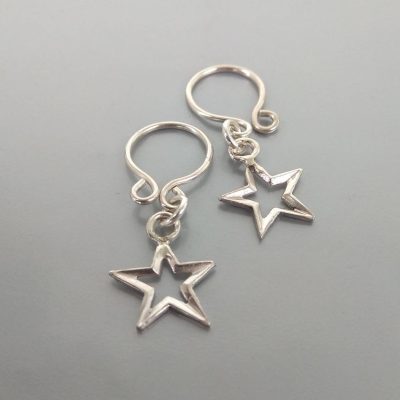 Non Piercing adjustable Nipple Ring with silver stars - Handmade sterling Silver Nipple Rings
