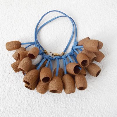 Brown Silk Necklace – Silkworm Cocoon Necklace, Naturally Dyed, Lightweight Handmade Jewelry