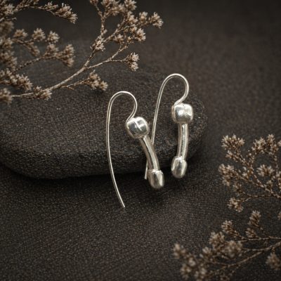 Silver 925 Penis Shape Earrings | Funny Statement Jewelry
