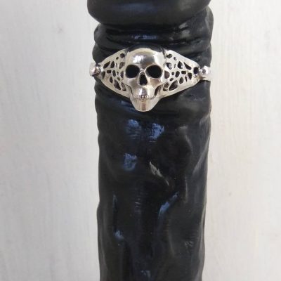 Sterling silver cock ring Skull- Adjustable penis ring - jewelry for mens - hammered ring