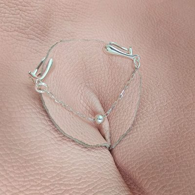 Sterling Silver Intimate Clip Set Single Chain with Silver Bead