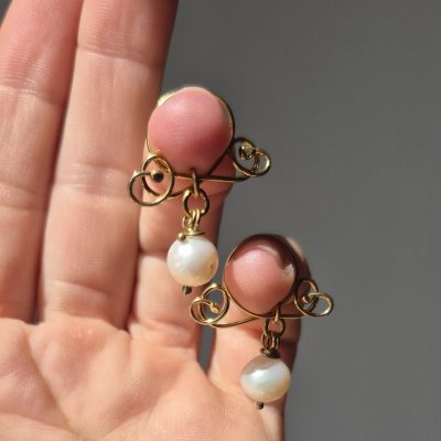 Handmade Brass Nipple Clamps with White Pearls | Non Piercing